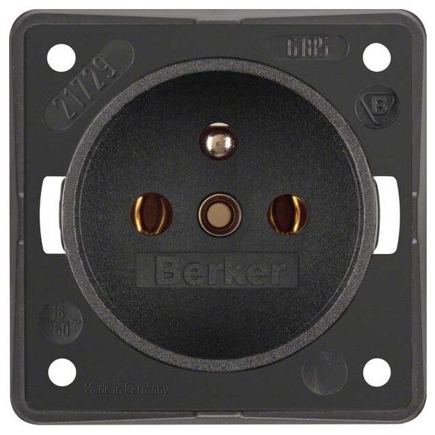 Berker 961852505 Steckdose mit Schutzkontaktstift mit Schraubklemmen Integro Modul-Einsätze Anthrazit matt