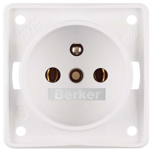 Berker 961852502 Steckdose mit Schutzkontaktstift mit Schraubklemmen Integro Modul-Einsätze Polarweiß matt