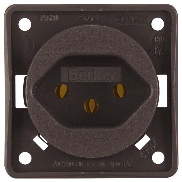 Berker 962492501 Steckdose mit Schutzkontakt SCHWEIZ Typ 13 mit SchraubklemmenIntegro Modul-Einsätze Braun matt