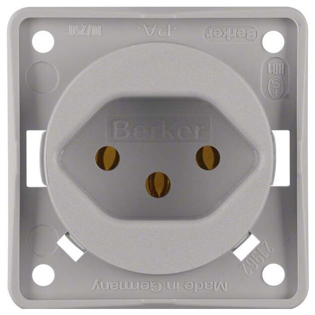 Berker 962492506 Steckdose mit Schutzkontakt SCHWEIZ Typ 13 mit SchraubklemmenIntegro Modul-Einsätze Grau matt