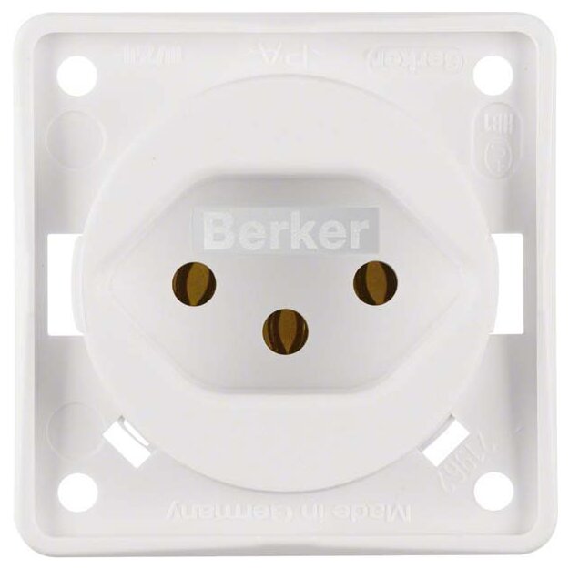 Berker 962492502 Steckdose mit Schutzkontakt SCHWEIZ Typ 13 mit Schraubklemmen Integro Modul-Einsätze Polarweiß matt
