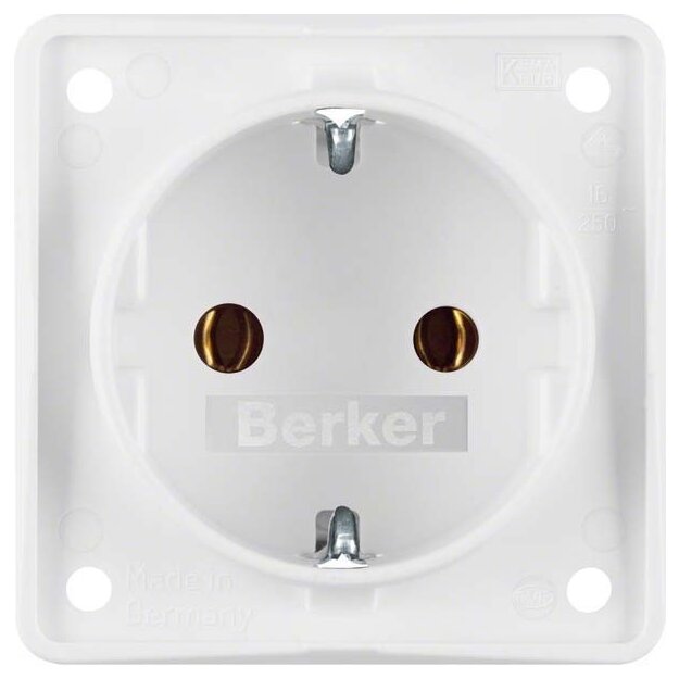 Berker 947782502 Steckdose SCHUKO mit Steckklemmen Integro Modul-Einsätze Polarweiß matt