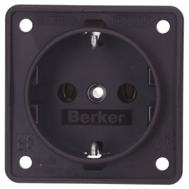Berker 941852501 Steckdose SCHUKO mit Schraubklemmen Integro Modul-Einsätze Braun matt