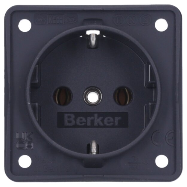 Berker 941852505 Steckdose SCHUKO mit Schraubklemmen Integro Modul-Einsätze Anthrazit matt