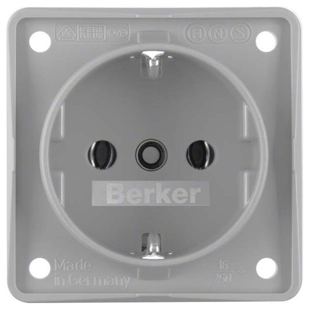 Berker 941852506 Steckdose SCHUKO mit Schraubklemmen Integro Modul-Einsätze Grau matt
