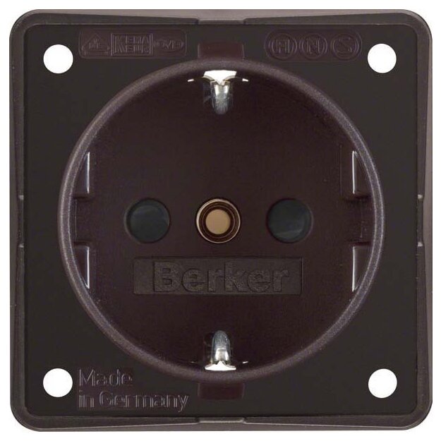 Berker 941952501 Steckdose SCHUKO erhöhter Berührungsschutz mit Schraubklemmen Integro Modul-Einsätze Braun matt