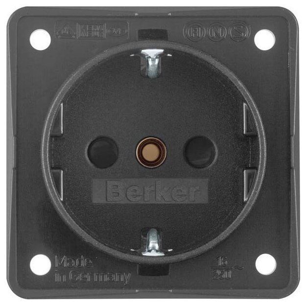 Berker 941952505 Steckdose SCHUKO erhöhter Berührungsschutz mit Schraubklemmen Integro Modul-Einsätze Anthrazit matt