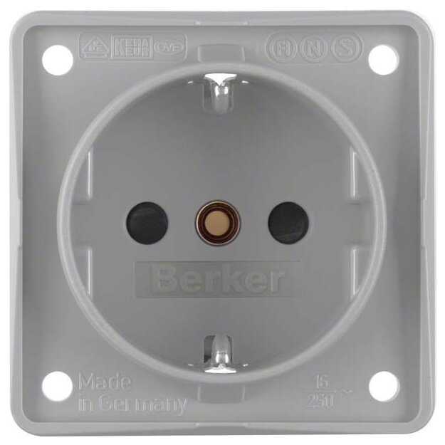 Berker 941952506 Steckdose SCHUKO erhöhter Berührungsschutz mit Schraubklemmen Integro Modul-Einsätze Grau matt
