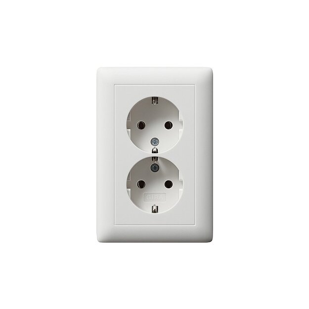 Gira 078204 Schuko 2-fach Vollplatte f. Gerätedose 1,5-fach Standard 55 Reinweiß matt