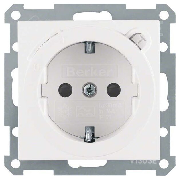Berker 47081909 Steckdose SCHUKO mit FI-Schutzschalter und erhöhter Berührungsschutz S.1/B.3/B.7 Polarweiß matt