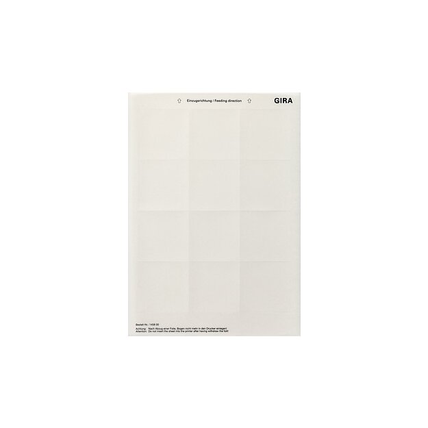 Gira 145800 Beschriftungsbögen 62 x 62 mm Zubehör