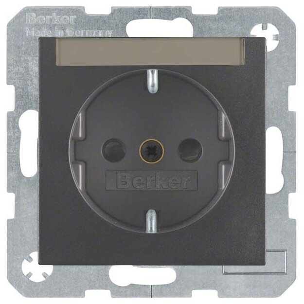 Berker 41491606 Steckdose SCHUKO mit Beschriftungsfeld und erhöhter Berührungsschutz S.1/B.3/B.7 Anthrazit matt