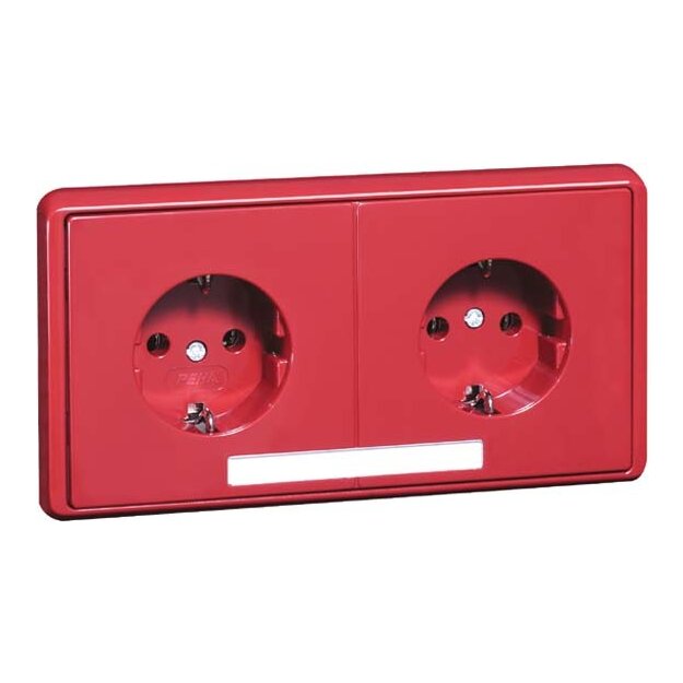 Peha 00797811 Steckdose SCHUKO 2-fach Rot Beschriftungsfeld