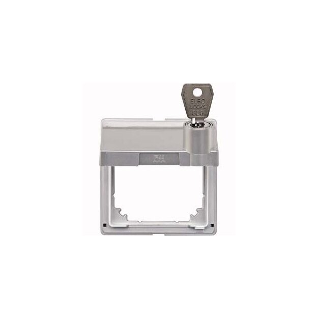 Merten 516360 Zwischenring mit Klappdeckel und Schriftfeld abschließbar Aluminium AQUADESIGN