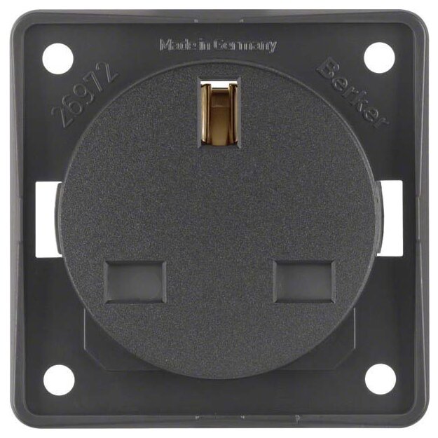 Berker 962622505 Steckdose mit Schutzkontakt British Standard erhöhter Berührungsschutz mit SchraubklemmenIntegro Einsätze Anthrazit matt