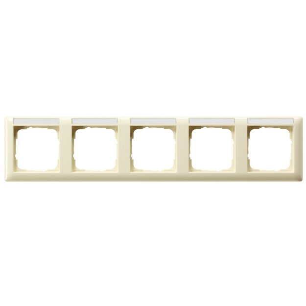 Gira 109501 Abdeckrahmen 5-fach waagerecht Beschriftungsfeld System 55 Cremeweiß