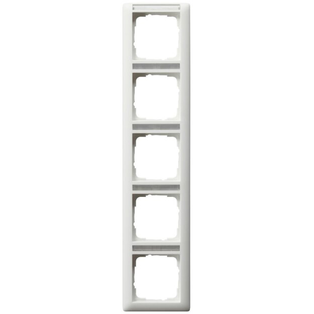 Gira 111527 Abdeckrahmen 5-fach senkrecht Beschriftungsfeld Standard 55 Reinweiß matt