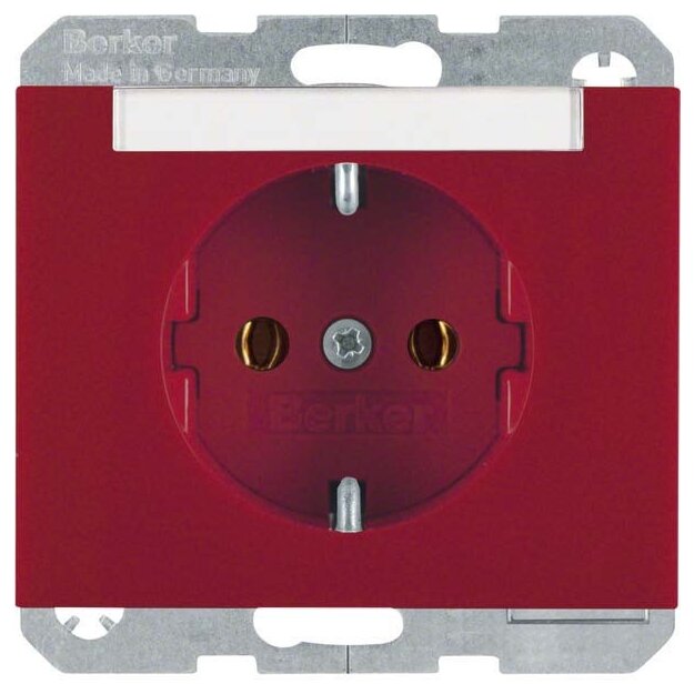 Berker 47397015 Steckdose SCHUKO mit Beschriftungsfeld K.1/K.5 Rot glänzend