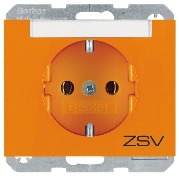 Berker 47397114 Steckdose SCHUKO mit Beschriftungsfeld und Aufdruck K.1/K.5 Orange glänzend