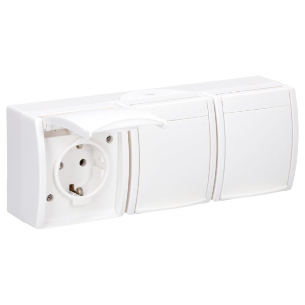 Busch-Jaeger 2300/3 EW-54 SCHUKO® Steckdose 3-fach (Thermoplast) Alpinweiß ocean® (IP 44) Aufputz Steckdose 2CKA002084A0712