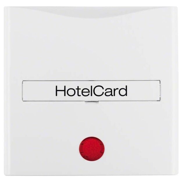Berker 16408989 Hotelcard-Schaltaufsatz mit Aufdruck und Roter Linse S.1/B.3/B.7 Polarweiß glänzend