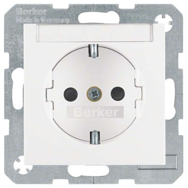 Berker 41498989 Steckdose SCHUKO mit Beschriftungsfeld und erhöhter Berührungsschutz S.1/B.3/B.7 Polarweiß glänzend