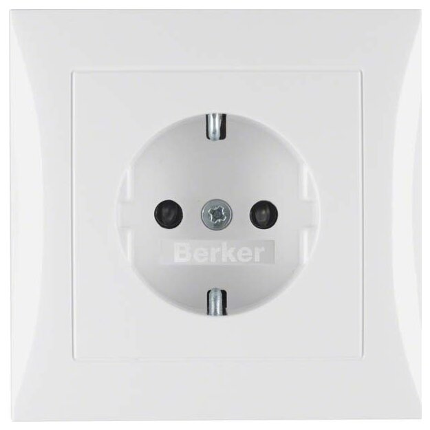 Berker 47228989 Steckdose SCHUKO mit Abdeckplatte und erhöhter Berührungsschutz S.1/B.3/B.7 Polarweiß glänzend