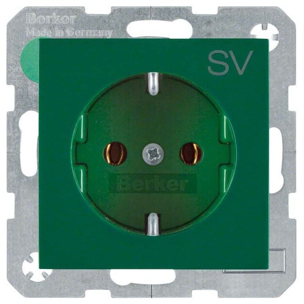 Berker 47438903 Steckdose SCHUKO mit Aufdruck S.1/B.3/B.7 Grün glänzend