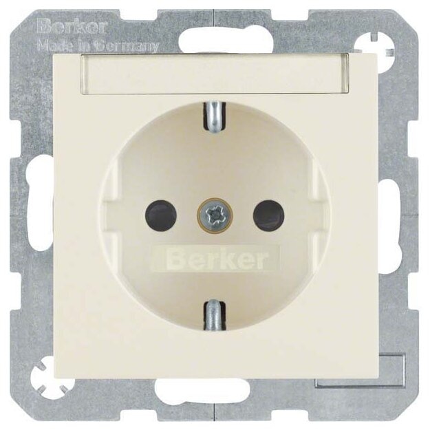 Berker 47498982 Steckdose SCHUKO mit Beschriftungsfeld und erhöhter Berührungsschutz S.1/B.3/B.7 Weiß glänzend