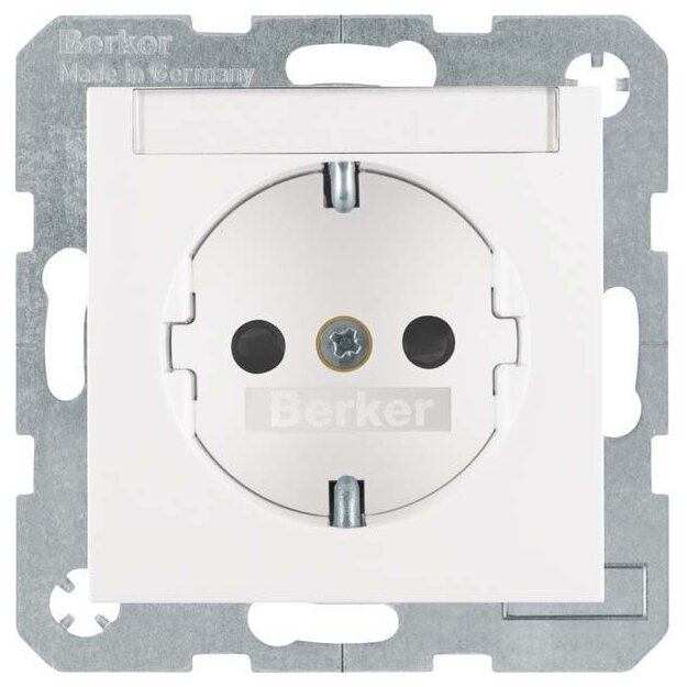 Berker 47498989 Steckdose SCHUKO mit Beschriftungsfeld und erhöhter Berührungsschutz S.1/B.3/B.7 Polarweiß glänzend