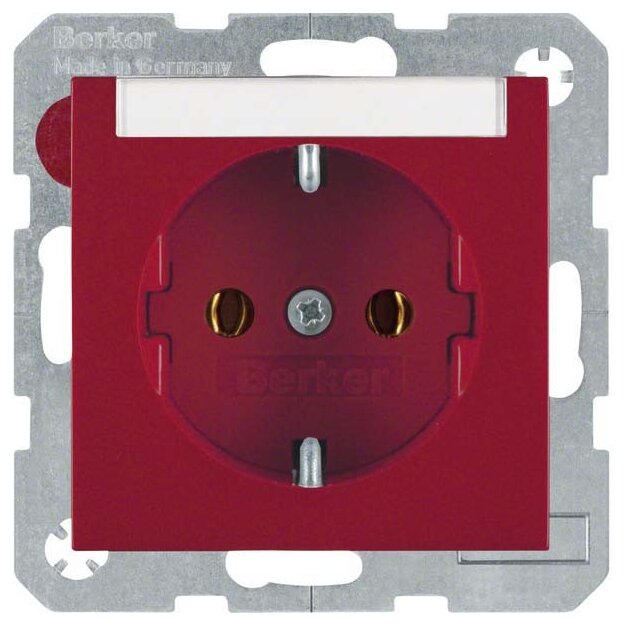 Berker 47508902 Steckdose SCHUKO mit Beschriftungsfeld S.1/B.3/B.7 Rot glänzend