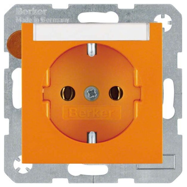 Berker 47508907 Steckdose SCHUKO mit Beschriftungsfeld S.1/B.3/B.7 Orange glänzend