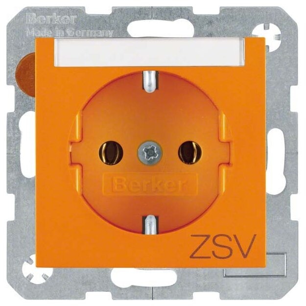 Berker 47508914 Steckdose SCHUKO mit Beschriftungsfeld und Aufdruck S.1/B.3/B.7 Orange glänzend