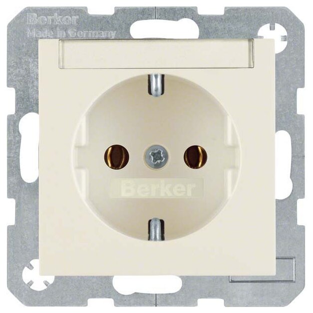 Berker 47508982 Steckdose SCHUKO mit Beschriftungsfeld S.1/B.3/B.7 Weiß glänzend