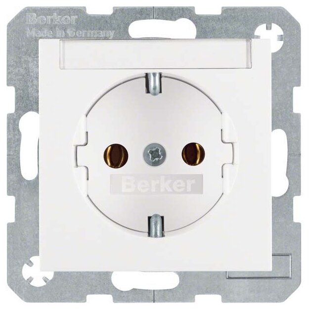 Berker 47508989 Steckdose SCHUKO mit Beschriftungsfeld S.1/B.3/B.7 Polarweiß glänzend