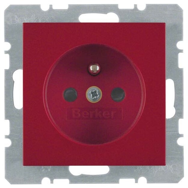 Berker 6765768962 Steckdose mit Schutzkontaktstift und erhöhter Berührungsschutz S.1/B.3/B.7 Rot glänzend