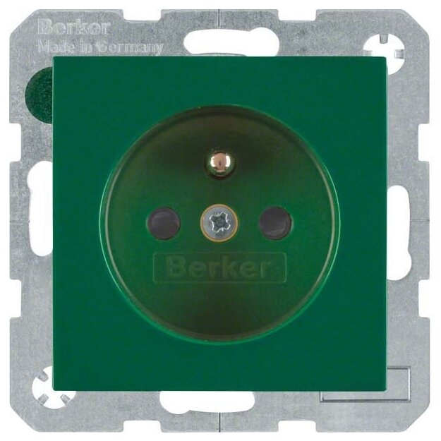 Berker 6765768963 Steckdose mit Schutzkontaktstift und erhöhter Berührungsschutz S.1/B.3/B.7 Grün glänzend