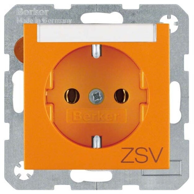Berker 47501914 Steckdose SCHUKO mit Beschriftungsfeld und Aufdruck S.1/B.3/B.7 Orange matt