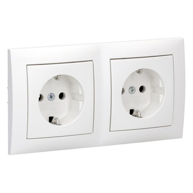 Berker 47209909 Steckdosen-Kombination SCHUKO 2-fach mit Rahmen S.1 Polarweiß matt