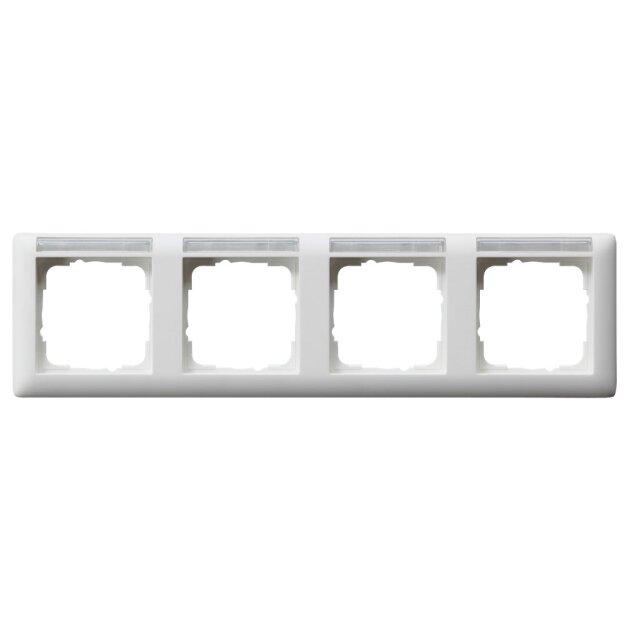 Gira 109427 Abdeckrahmen 4-fach waagerecht Beschriftungsfeld Standard 55 Reinweiß matt