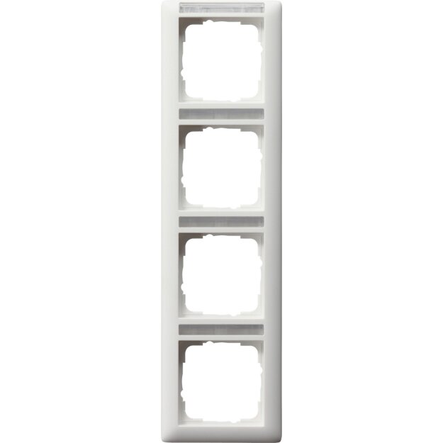 Gira 111427 Abdeckrahmen 4-fach senkrecht Beschriftungsfeld Standard 55 Reinweiß matt