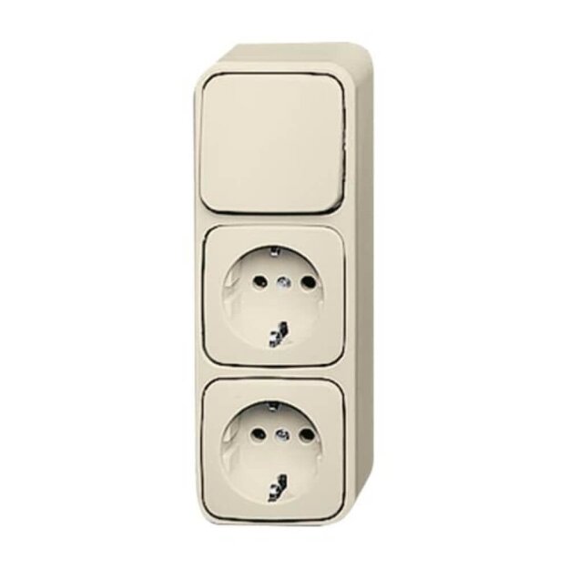 Busch-Jaeger 2601/6/2300/2 EAP Kombination 2 SCHUKO® Steckdosen, mit Wippschalter Aus- und Wechselschaltung (Duroplast) Weiß Busch-Duro 2000® AP 2CKA001686A0013