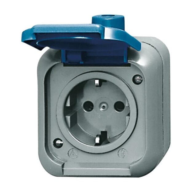 Busch-Jaeger 2300 EWSI SCHUKO® Steckdose 2-polig (Thermoplast) Blau Busch-Duro 2000® WDI(IP 44) 2CKA002083A0368