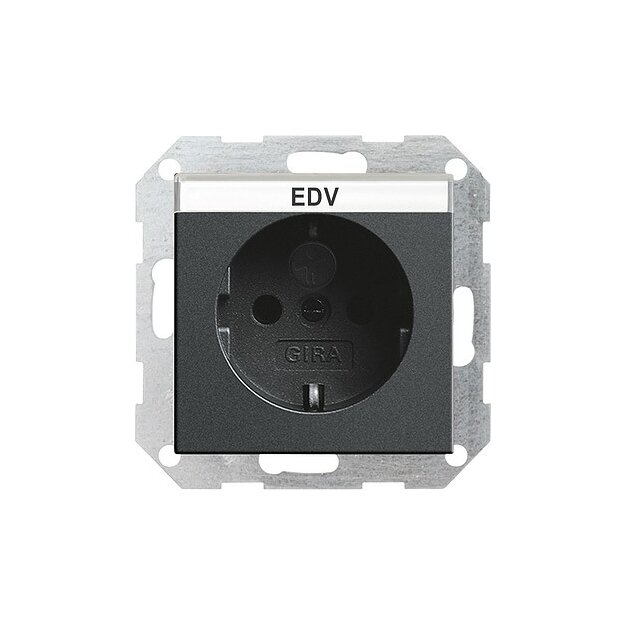 Gira 046228 Schuko Beschriftungsfeld + Shutter System 55 Anthrazit