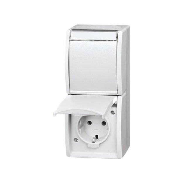 Busch-Jaeger 20-02 EWN-54 SCHUKO® Steckdose 2-fach (Thermoplast) Alpinweiß ocean® (IP 44) 2CKA002084A0714