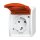 Busch-Jaeger 20 EWN-14-54 SCHUKO® Steckdose mit orangenem Klappdeckel (Thermoplast) Alpinweiß ocean® (IP 44) Aufputz Steckdose 2CKA002083A0838