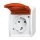 Busch-Jaeger 20 EW/DVN-54 SCHUKO® Steckdose mit rotem Klappdeckel (Thermoplast) Alpinweiß ocean® (IP 44) Aufputz Steckdose 2CKA002083A0839