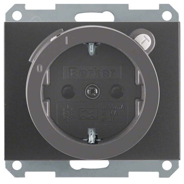 Berker 47087006 Steckdose SCHUKO mit FI-Schutzschalter und erhöhter Berührungsschutz K.1 Anthrazit matt