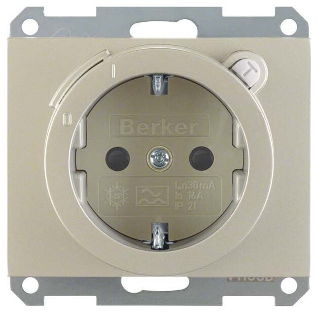 Berker 47087004 Steckdose SCHUKO mit FI-Schutzschalter und erhöhter Berührungsschutz K.5 Edelstahl lackiert
