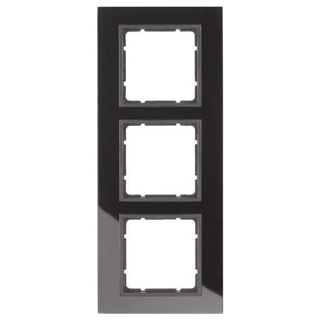 Berker 10136616 Glasrahmen 3-fach B.7 Glas Schwarz/Anthrazit matt